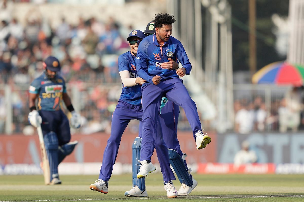 Kuldeep Yadav picked up three wickets as Sri Lanka were bowled out for 215