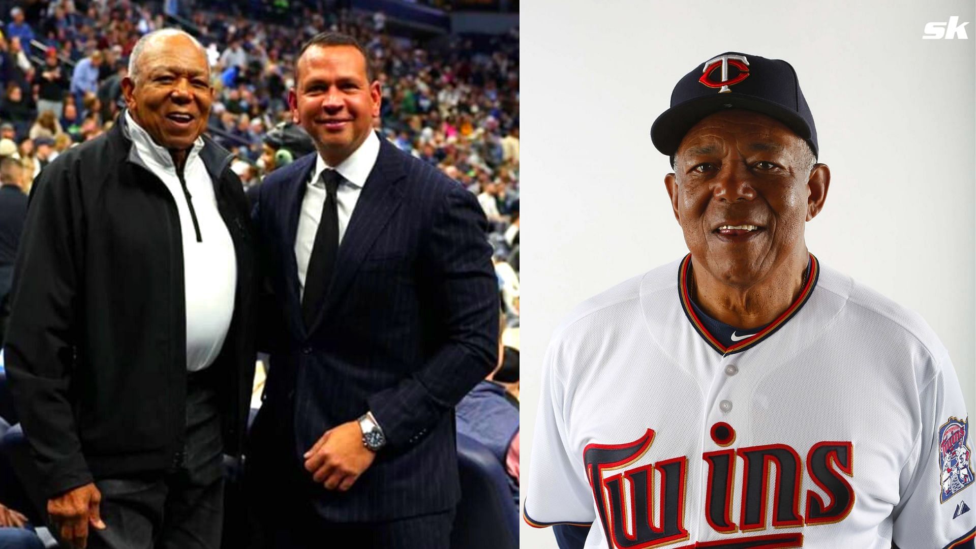 Alex Rodriguez with Tony Oliva at the NBA game. 