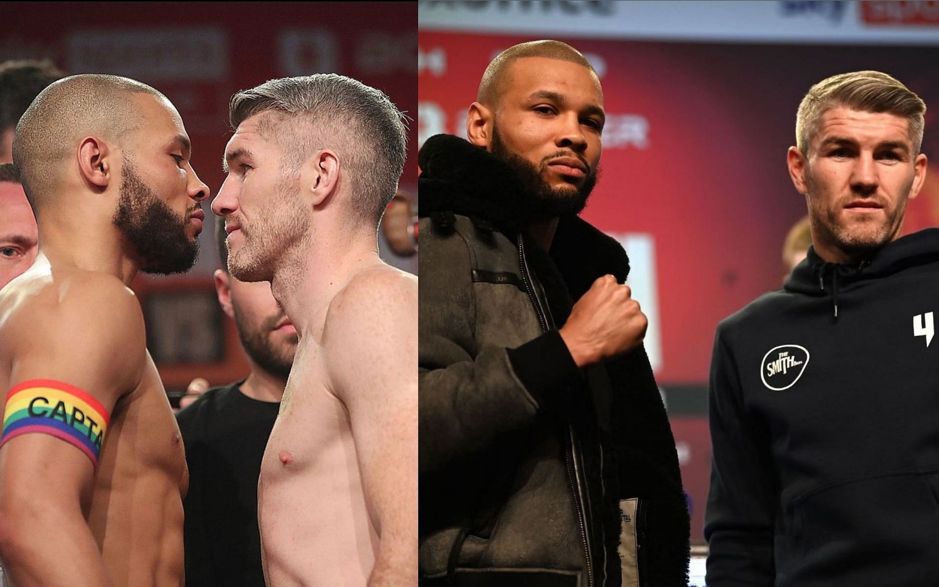 Eubank and Smith at weigh-in (Left) Eubank Jr. vs. Smith Press Conference (Right) (Image credits: @chriseubankjr on Instagram and Getty Images)