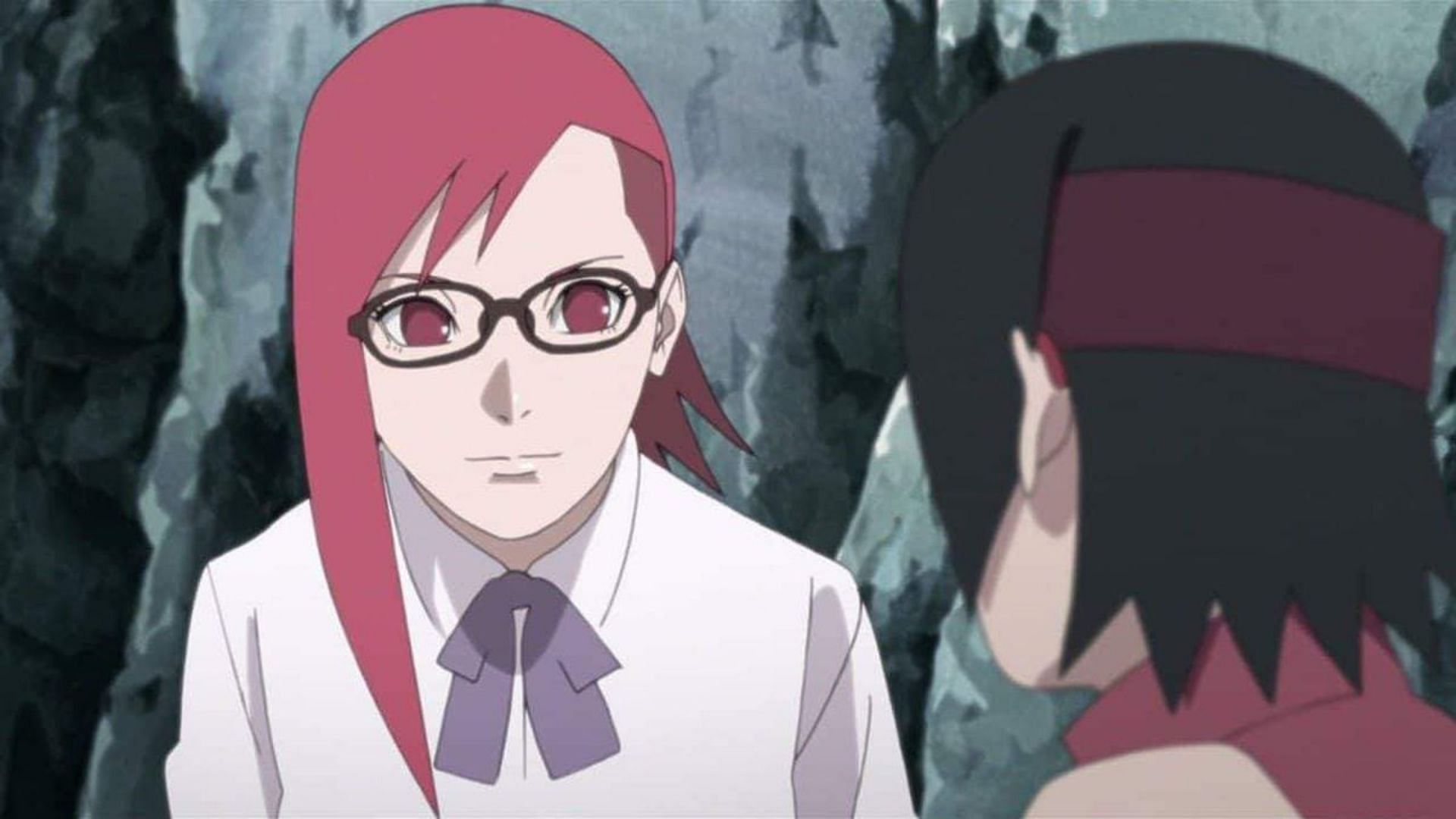 Karin Uzumaki speaking to Sarada Uchiha in the anime (Image via Studio Pierrot)