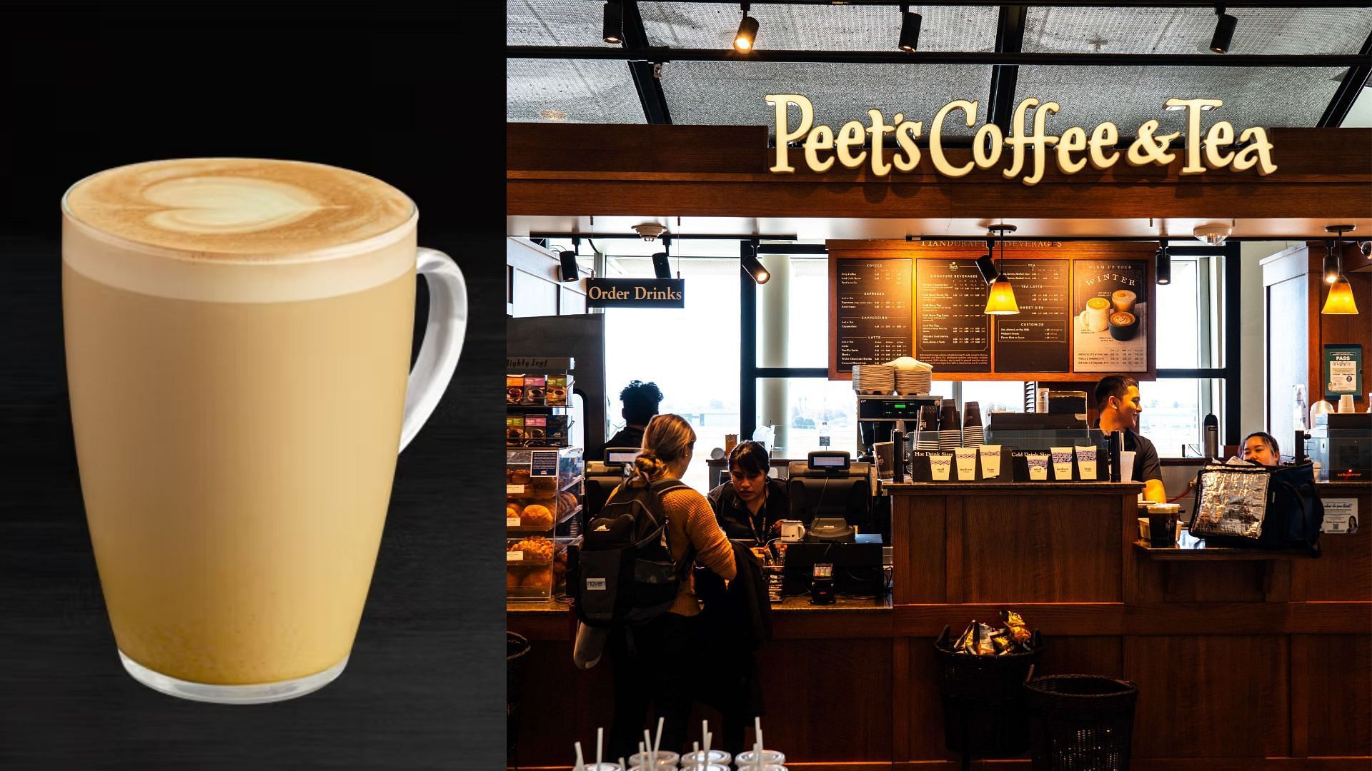 Peet&rsquo;s Coffee welcomes back the turmeric-based Golden Lattes on its winter menu (Image via Alex Tai/SOPA Images/LightRocket/Getty Images)
