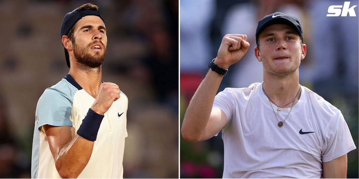 Karen Khachanov (L) and Jack Draper.