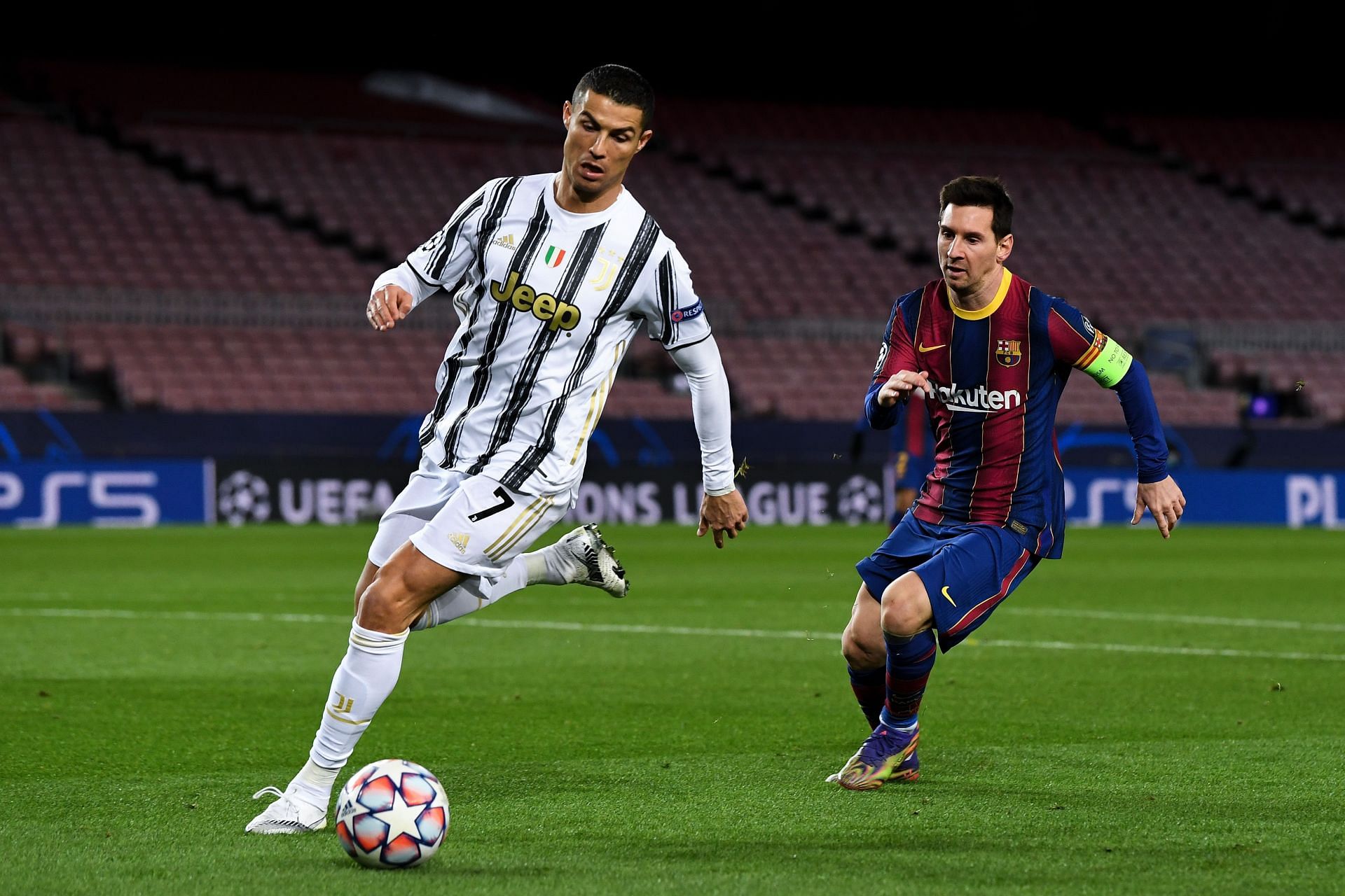 FC Barcelona v Juventus: Group G - UEFA Champions League: Cristiano Ronaldo and Lionel Messi