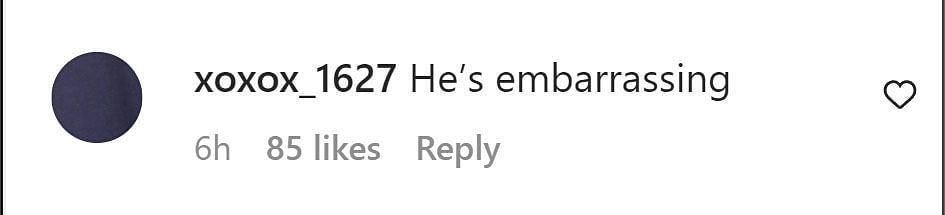 A comment calling out Bryce (Image via Instagram/@xoxox_1627)