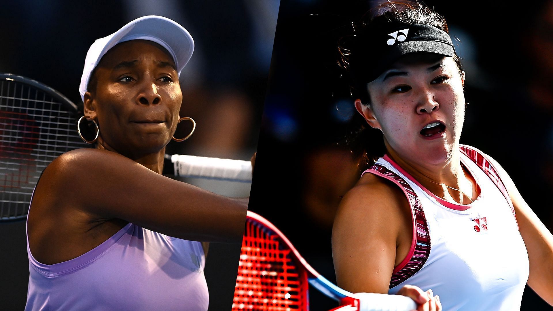 Venus Williams (L) &amp; Lin Zhu in action in earlier matches