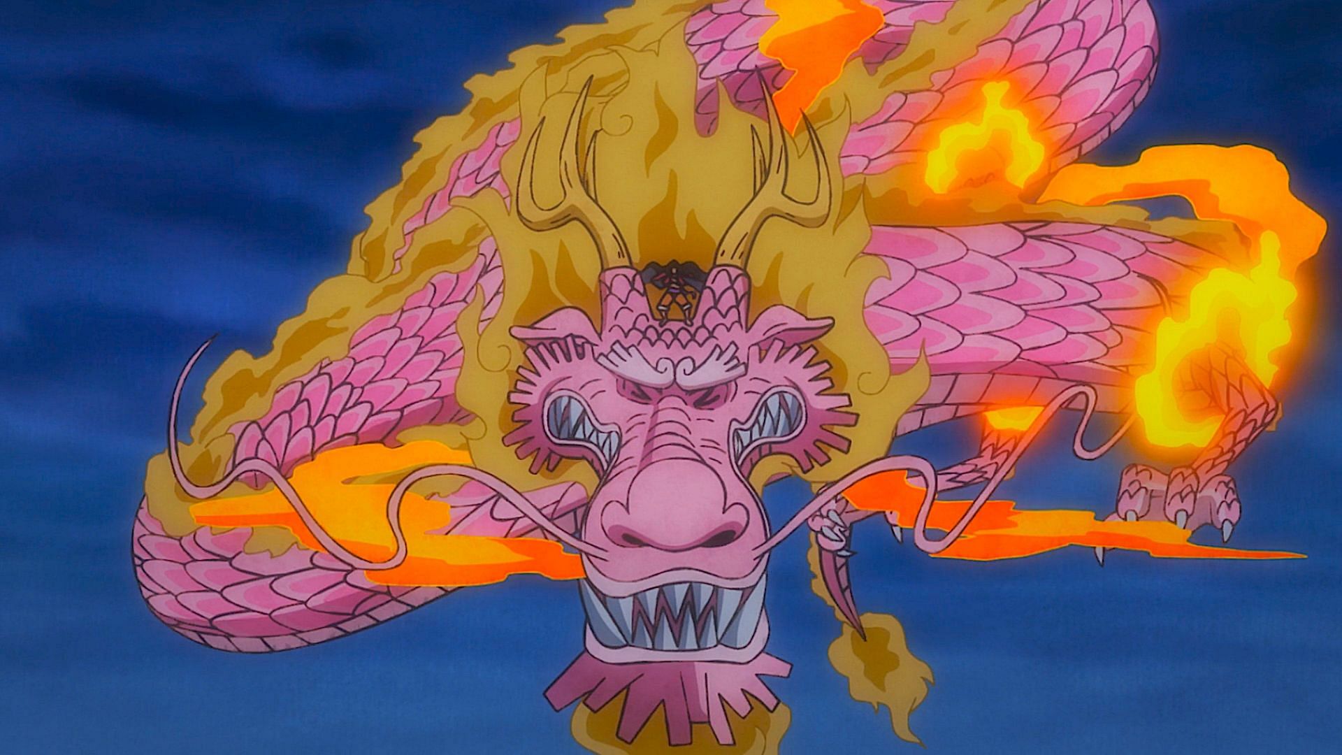 Momonosuke flying in One Piece episode 1049 (Image via Toei Animation)