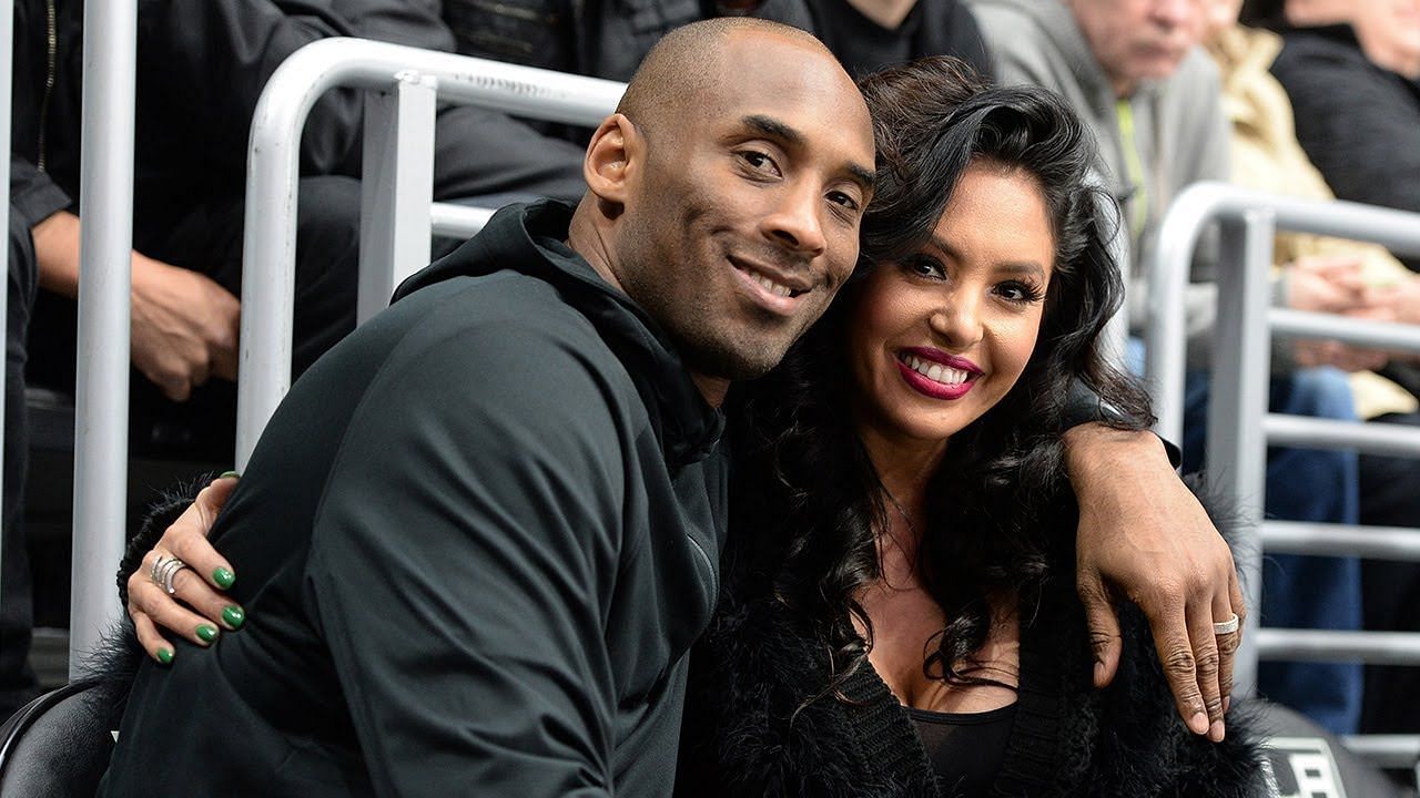 Kobe Bryant of the LA Lakers with his wife Vanesa Bryant.