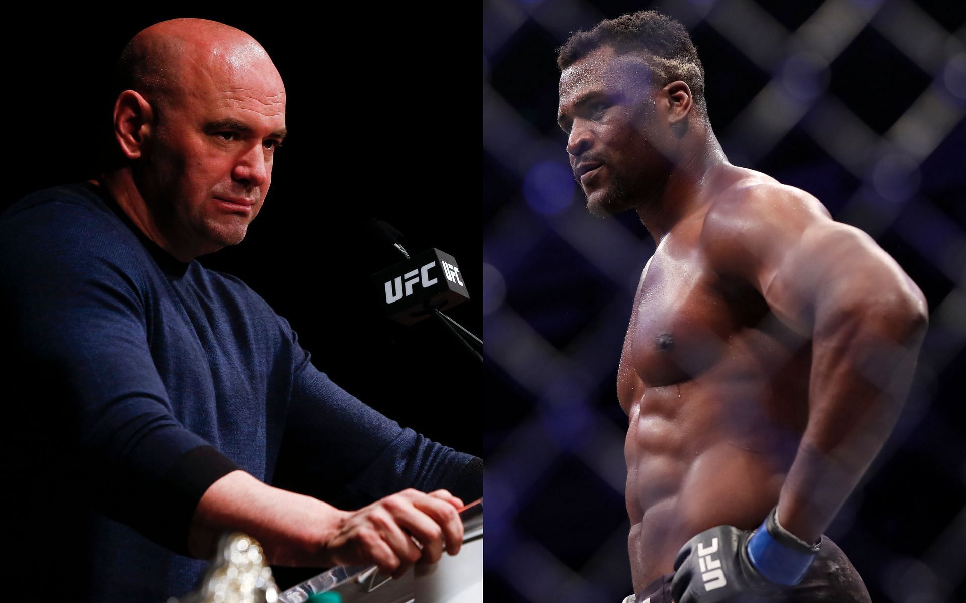 Dana White (left) and Francis Ngannou (right). [via Getty Images]