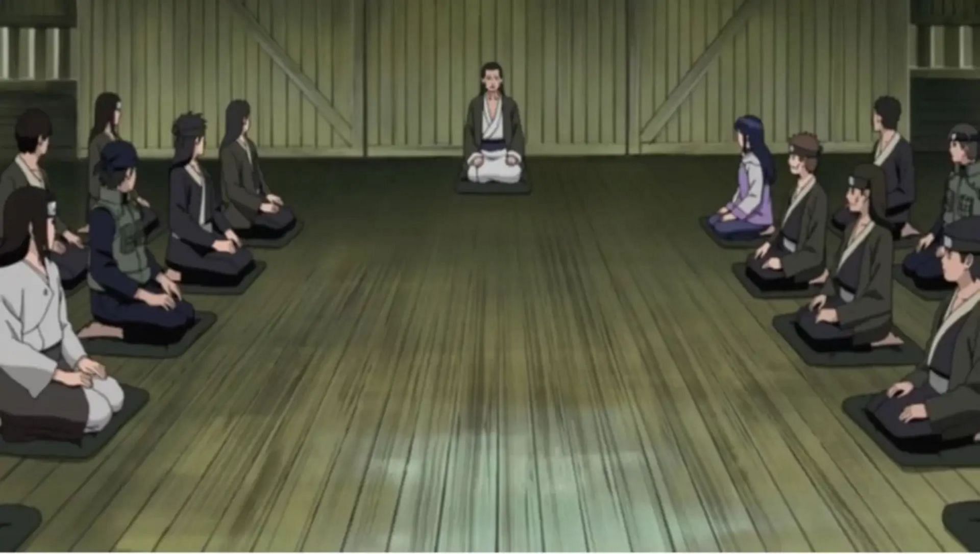 The Hyuga Clan gathered together for a meeting (Image via Pierrot Studios)