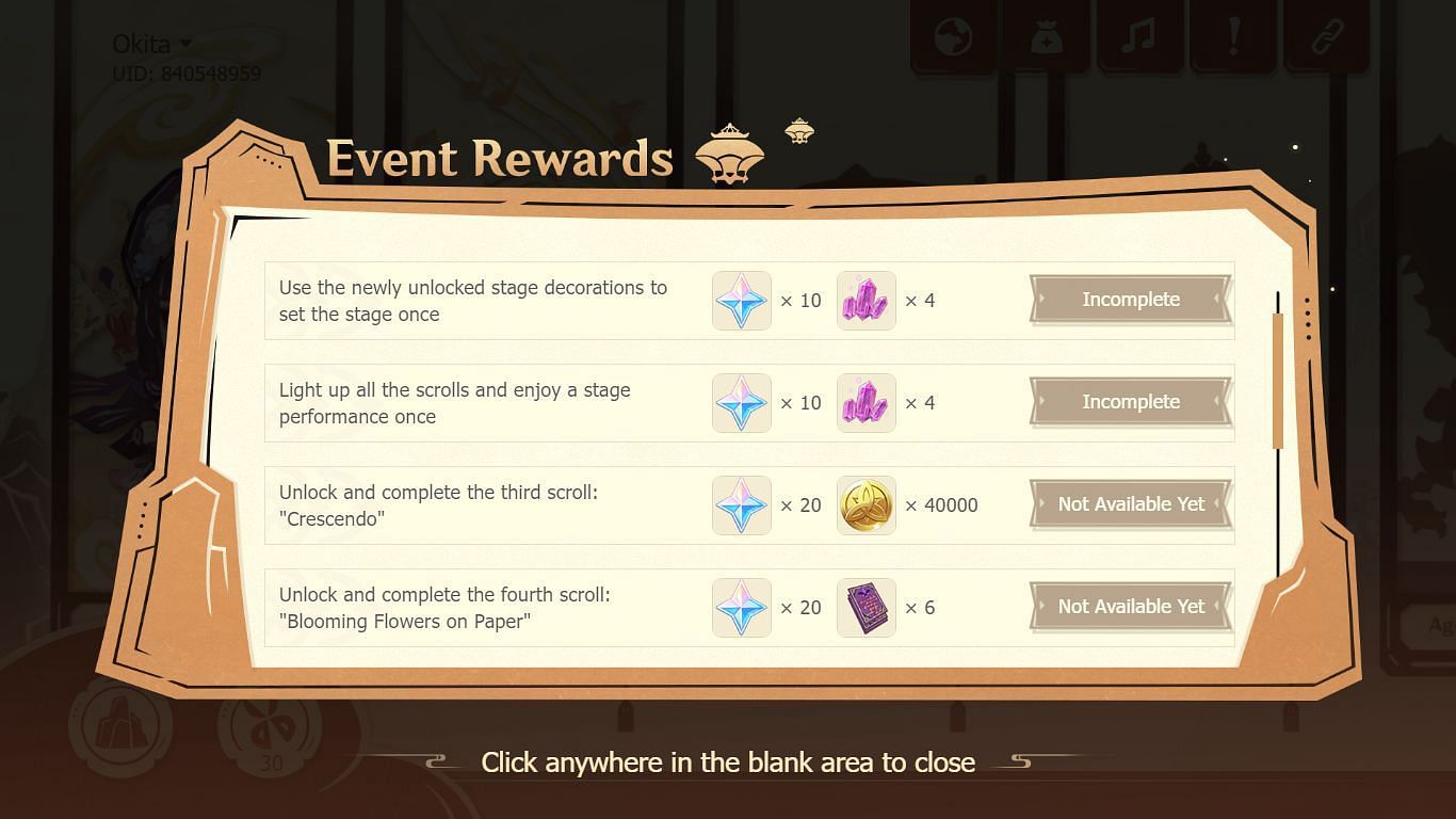 All web event rewards (Image via HoYoverse)