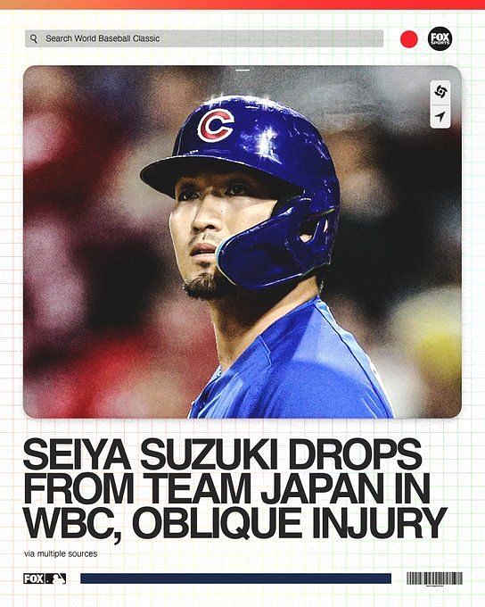 Cubs News: Seiya Suzuki drops out of WBC because of injury