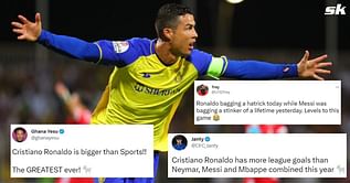 “Hattrick today while Messi was bagging a stinker” – Fans hail Cristiano Ronaldo as ‘greatest ever’ after 4-goal display for Al-Nassr