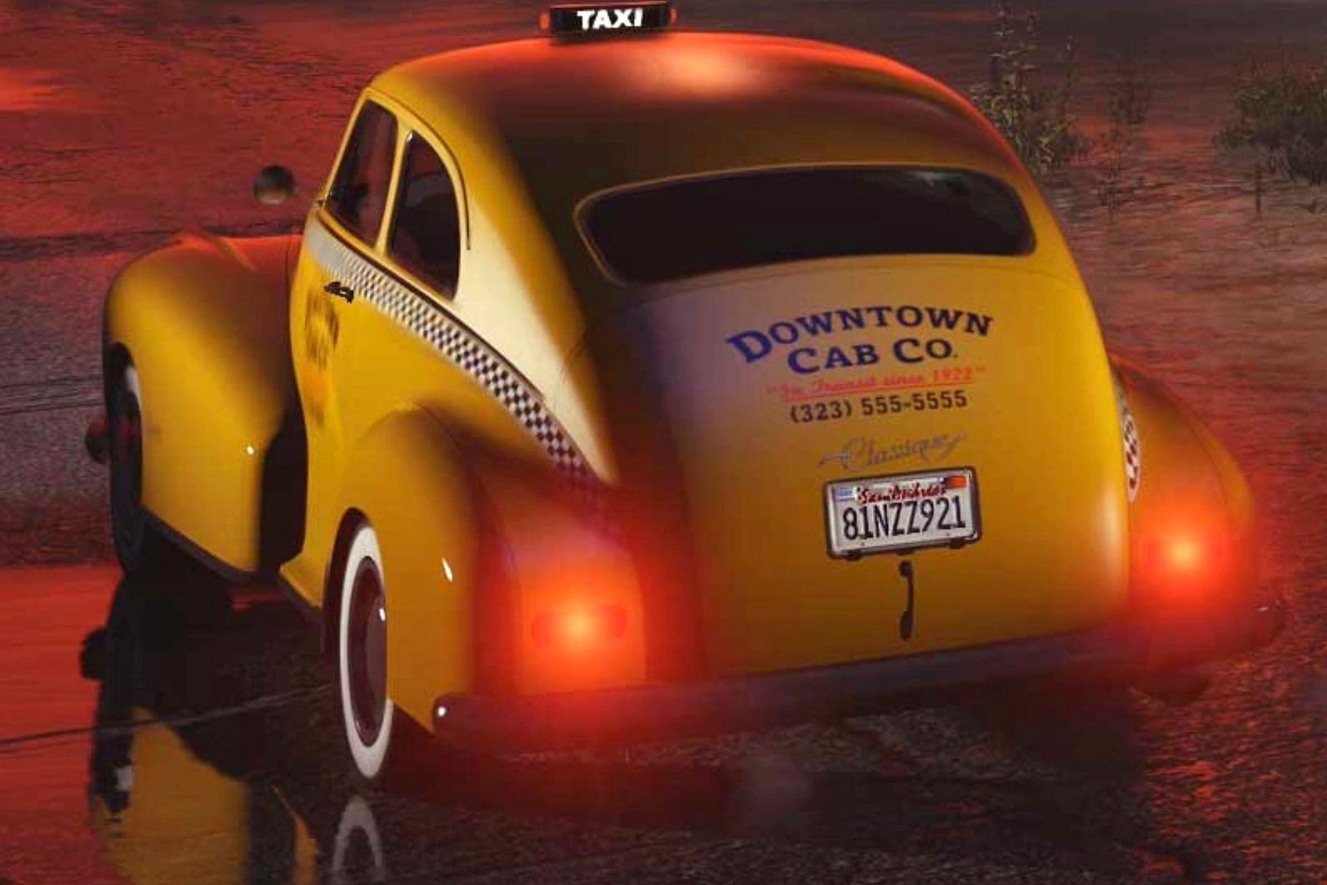 The Classique Broadway with Downtown Cab Co. livery teased with the Los Santos Drug Wars DLC update (Image via Rockstar Games)