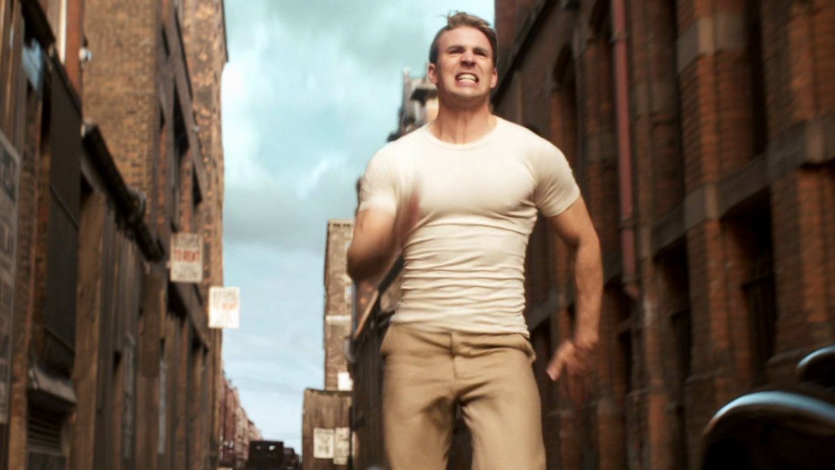 Steve Rogers running at superhuman speed to save the day (Image via Marvel Studios)