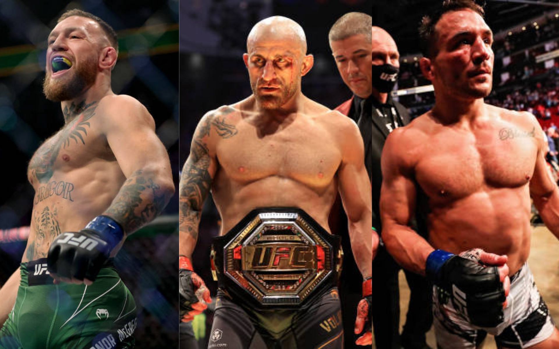 From left to right: Conor McGregor, Alexander Volkanovski, and Michael Chandler