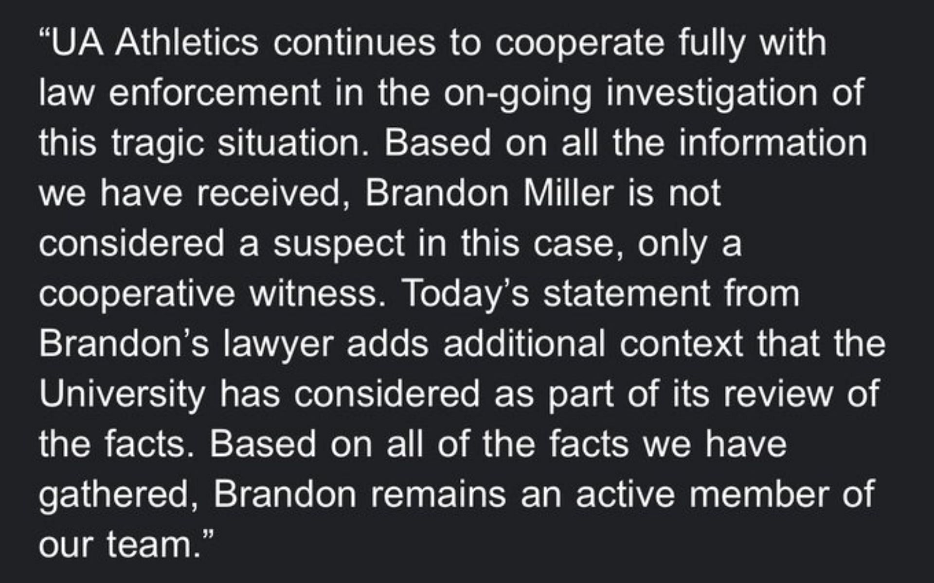 UA Athletics&#039; Statement on January 15th Shootings [Photo Source: SB Nation]