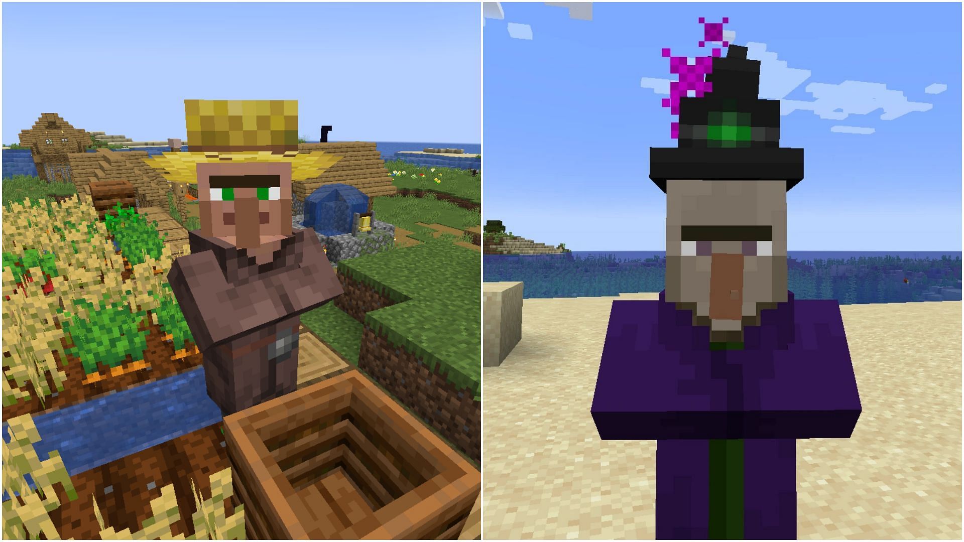 A villager turns into a witch when hit by lightning strike in Minecraft (Image via Mojang)