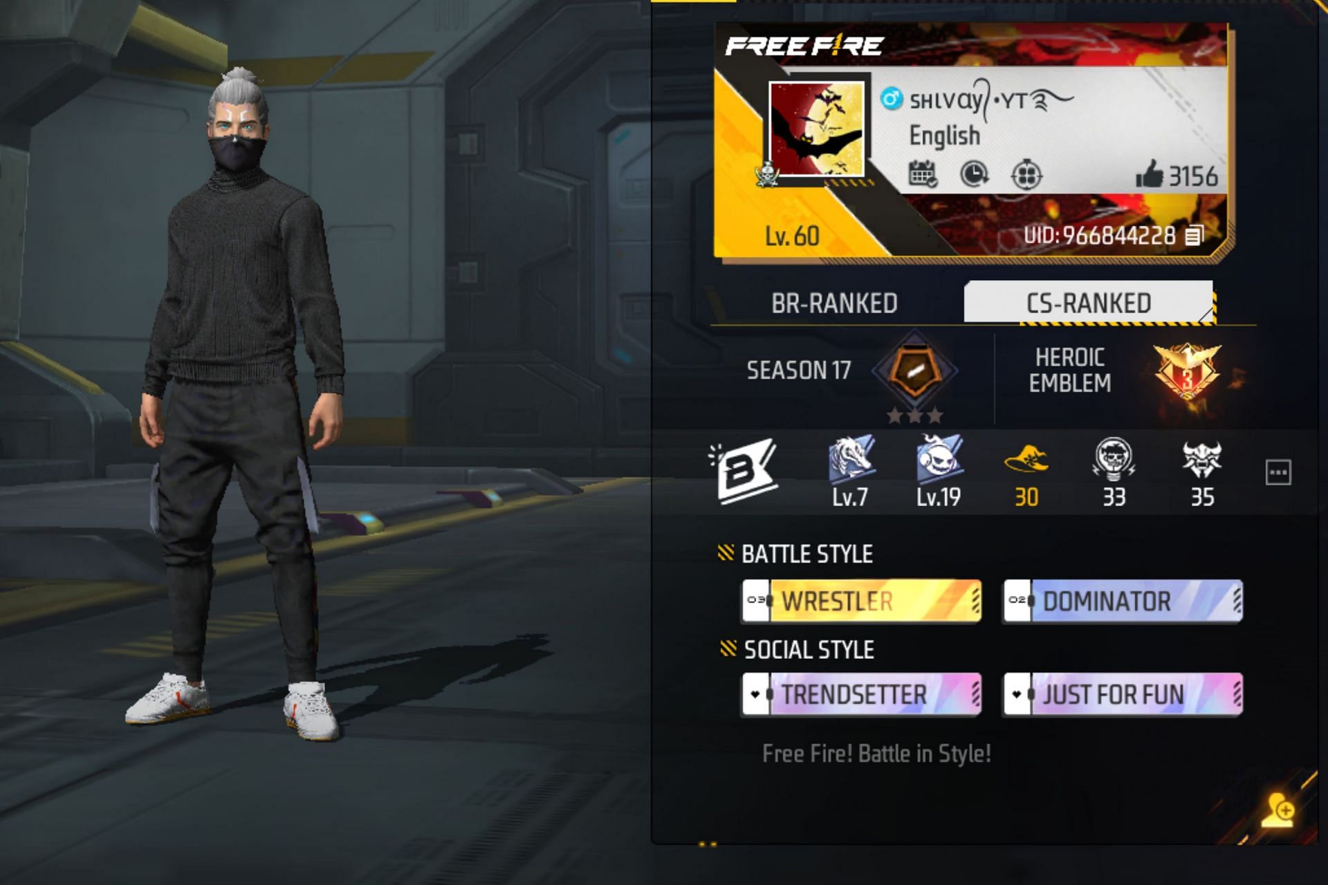 Jecks Gaming&rsquo;s Free Fire MAX ID (Image via Garena)