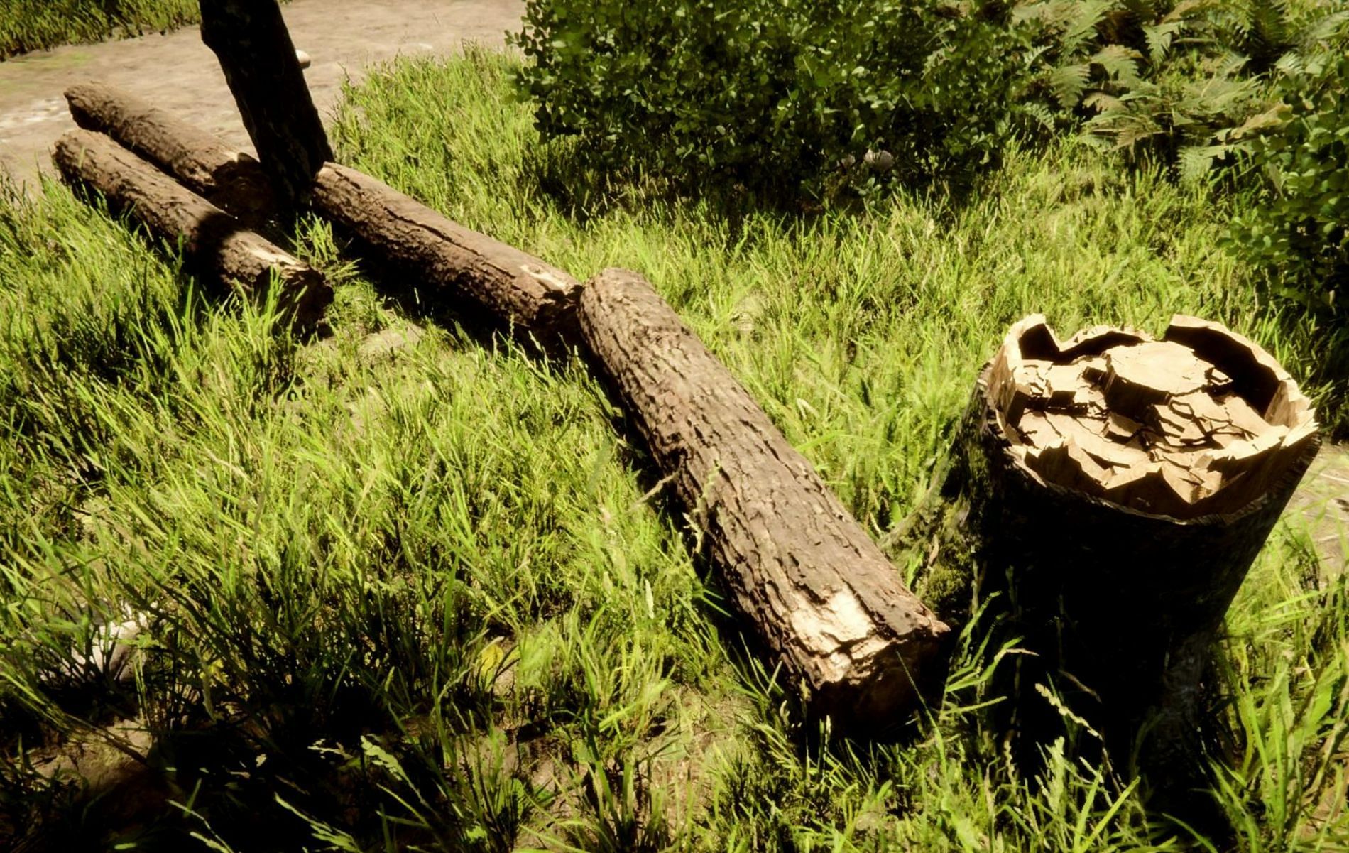 Players are stuck to carrying two logs at a time in Sons of the Forest (Image via Sons of the Forest)