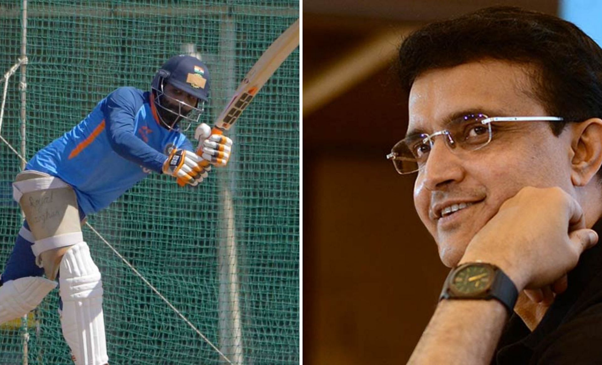 Ravindra Jadeja (L) and Sourav Ganguly (R)