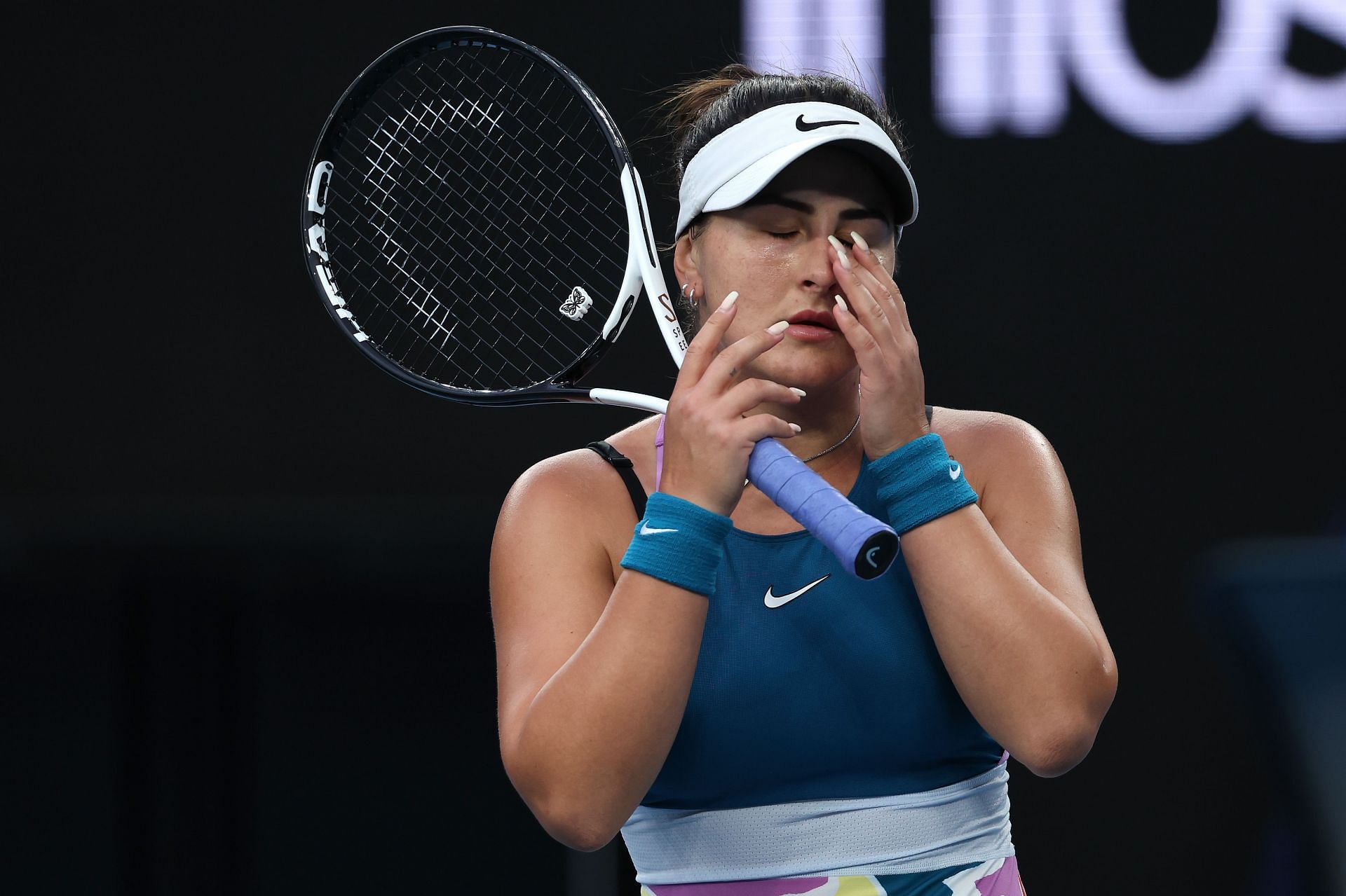 Bianca Andreescu reacts to her loss against Cristina Bucșa