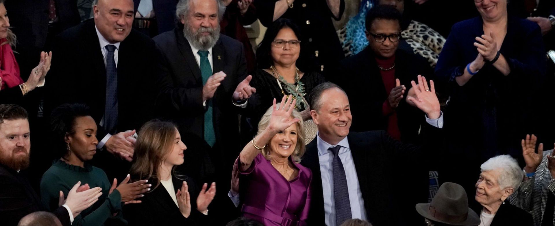 Jill Biden and Doug Emhoff&rsquo;s State of the Union moment left the internet shocked (Image via Getty Images)