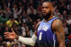 How many points did LeBron James score at 2023 NBA All-Star Game before being taken off for hand injury?