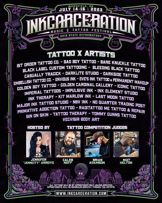 Inkcarceration Festival 2023 Lineup, tickets, where to buy, price, and