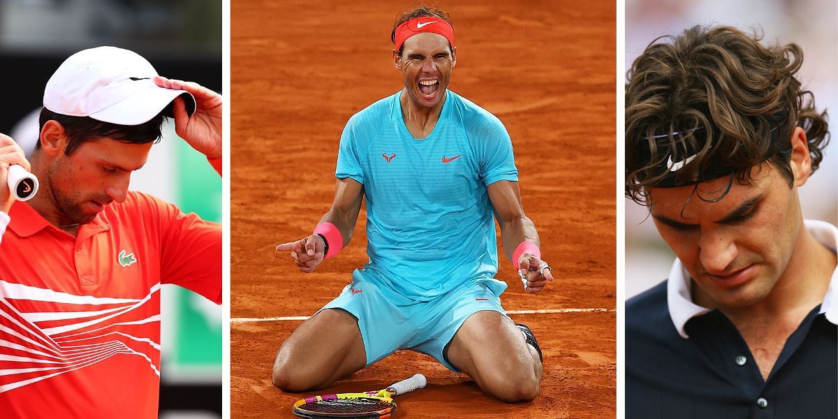 (L-R) Novak Djokovic, Rafael Nadal and Roger Federer