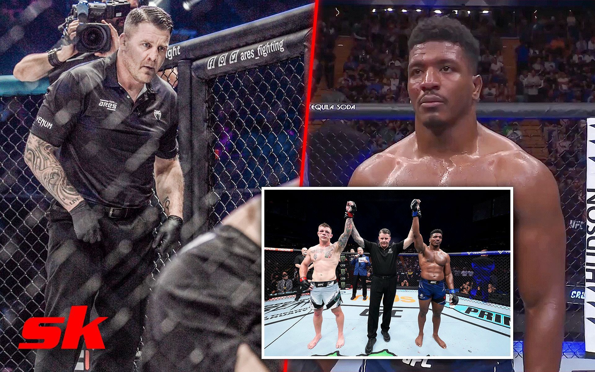 Alonzo Menifield was deducted a point in his fight at UFC 284 [Image credits: @ufc &amp; @marcgoddard_uk on Instagram and @MMAFighting on Twitter]