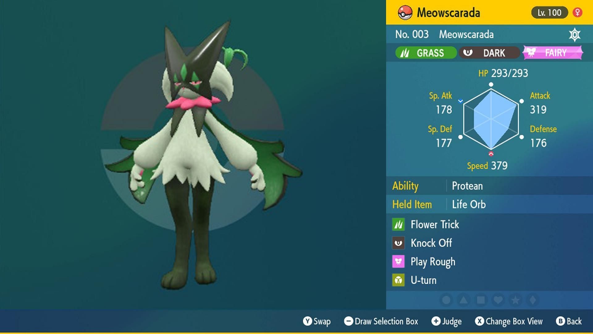 Meowscarada&#039;s Grass Tera Typing makes it even better on offense (Image via Game Freak)