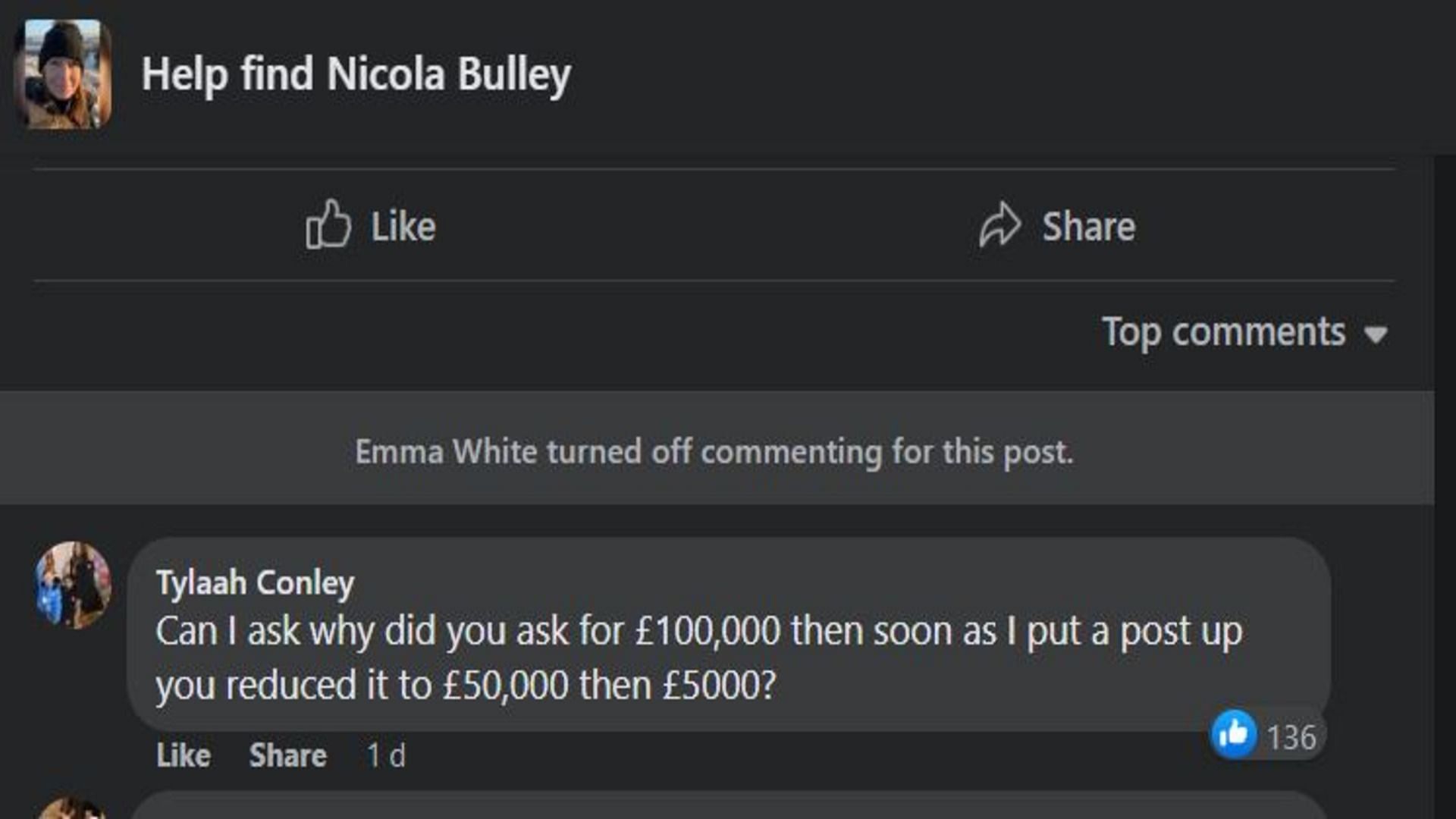 A social media user reacts to GoFundMe (Image via snip from Facebook)