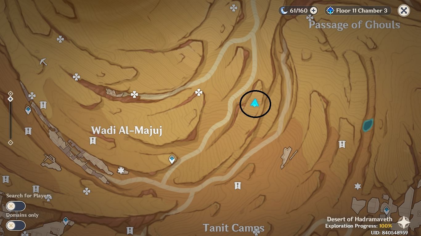 Teleport to Wad Al-Majuj and move to the marked location (Image via HoYoverse)