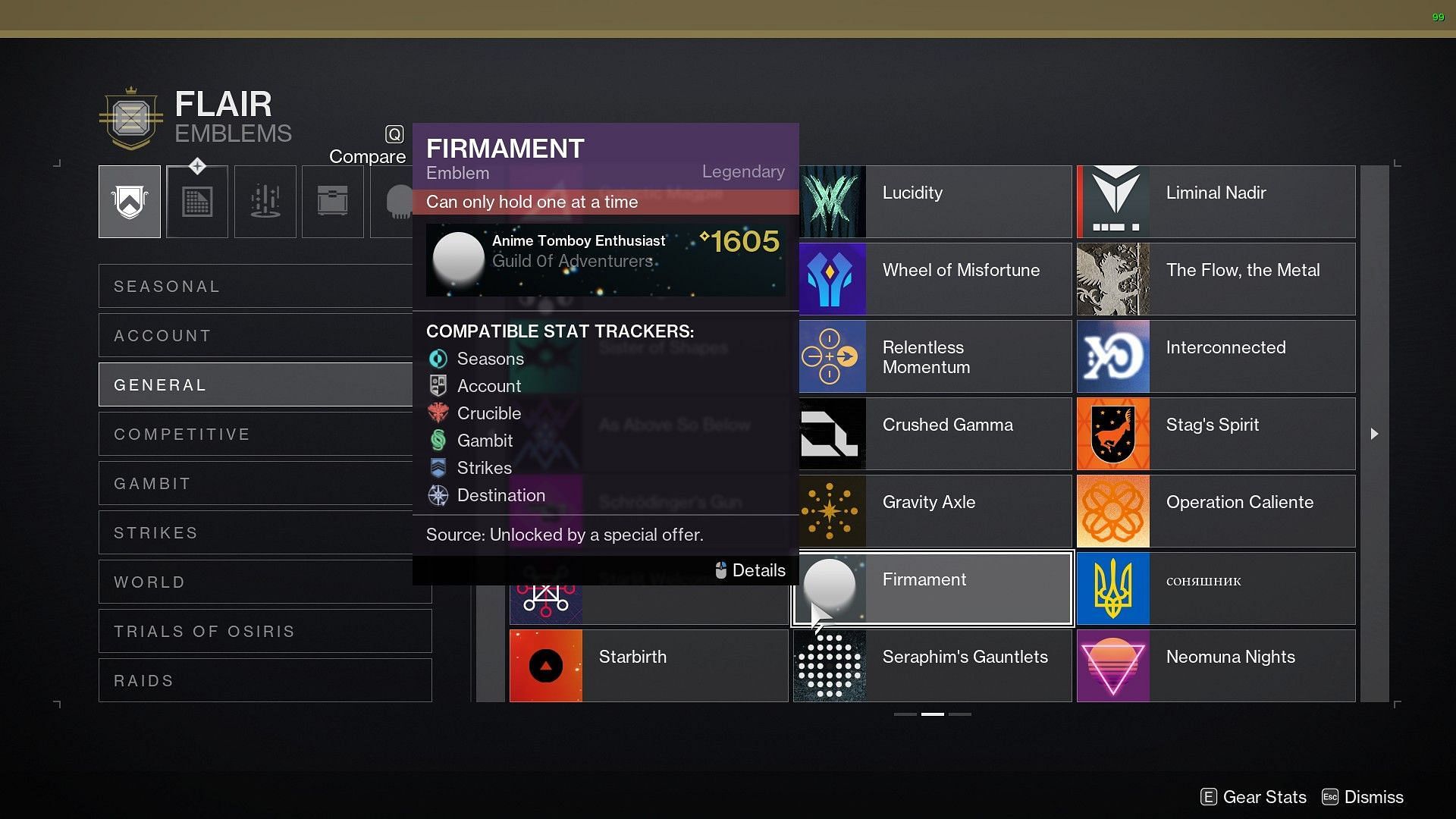 Firmament emblem in-game (Image via Destiny 2) 