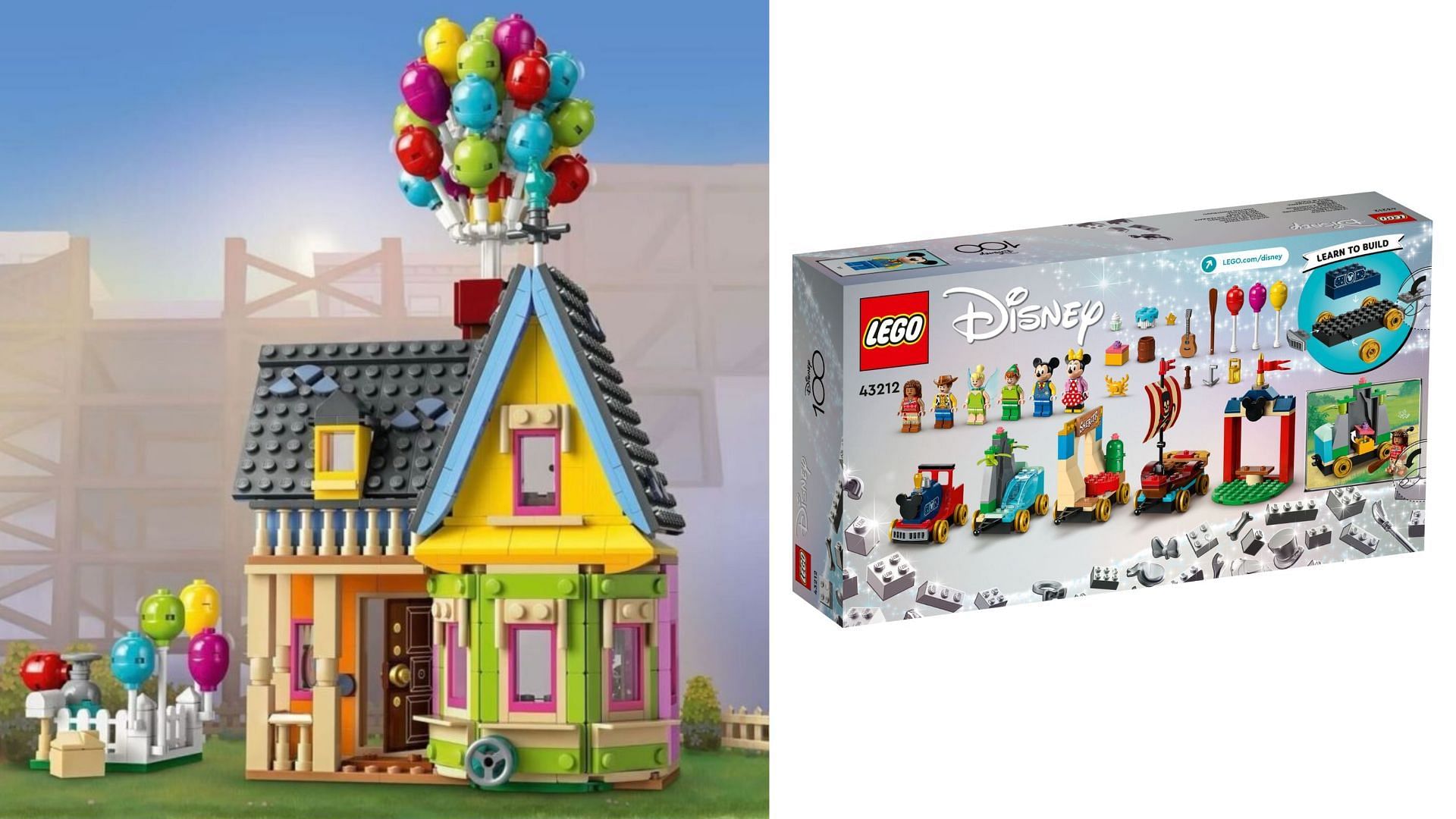 The upcoming Up House and Disney Birthday/Celebration Train set are expected to launch on April 1 (Image via Lego/leaks)