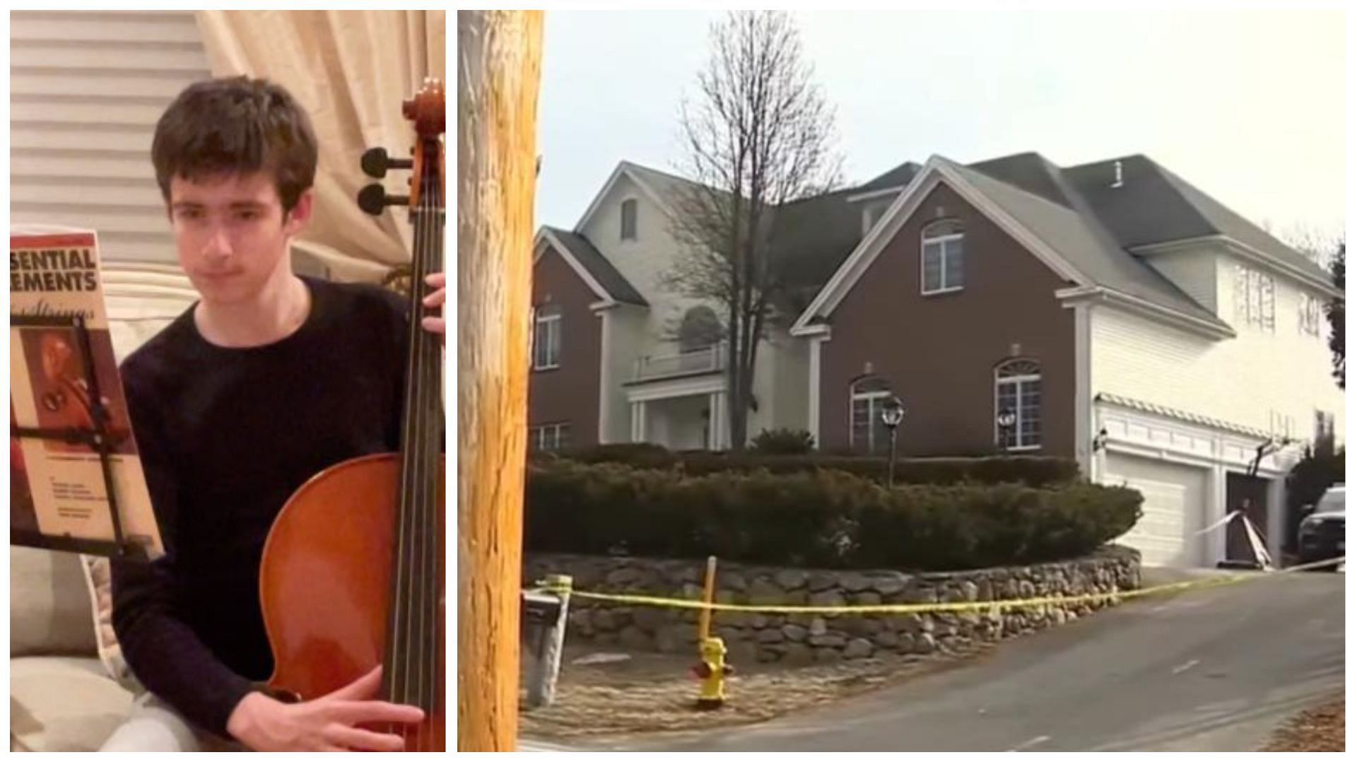 12-year-old Sebastian Robinson (left) and his entire family was killed in an apparent murder-suicide at their residence, (Images via @KristinaRex and WCVB Channel 5 Boston/YouTube)