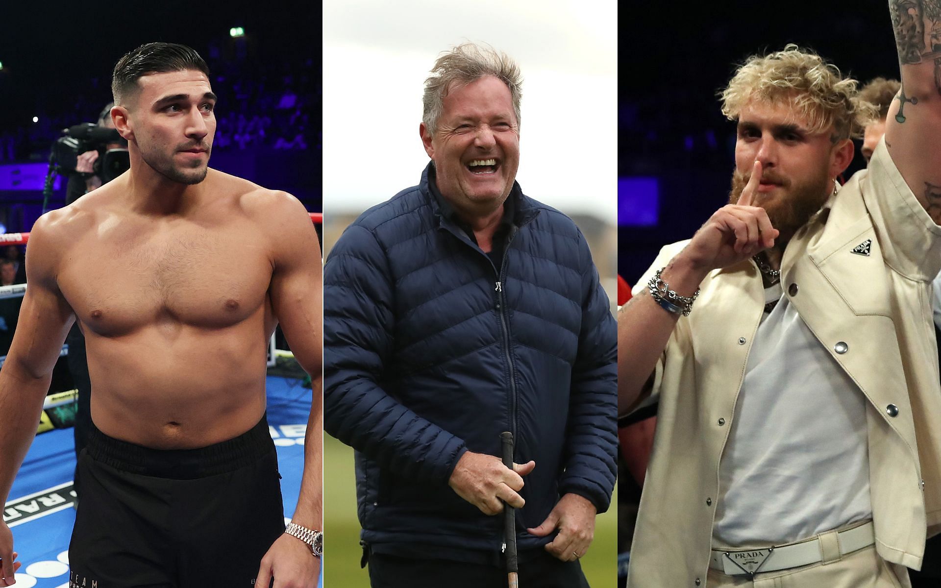 Tomm Fury (left), Piers Morgan (center), and Jake Paul (right) (Image credits Getty Images)