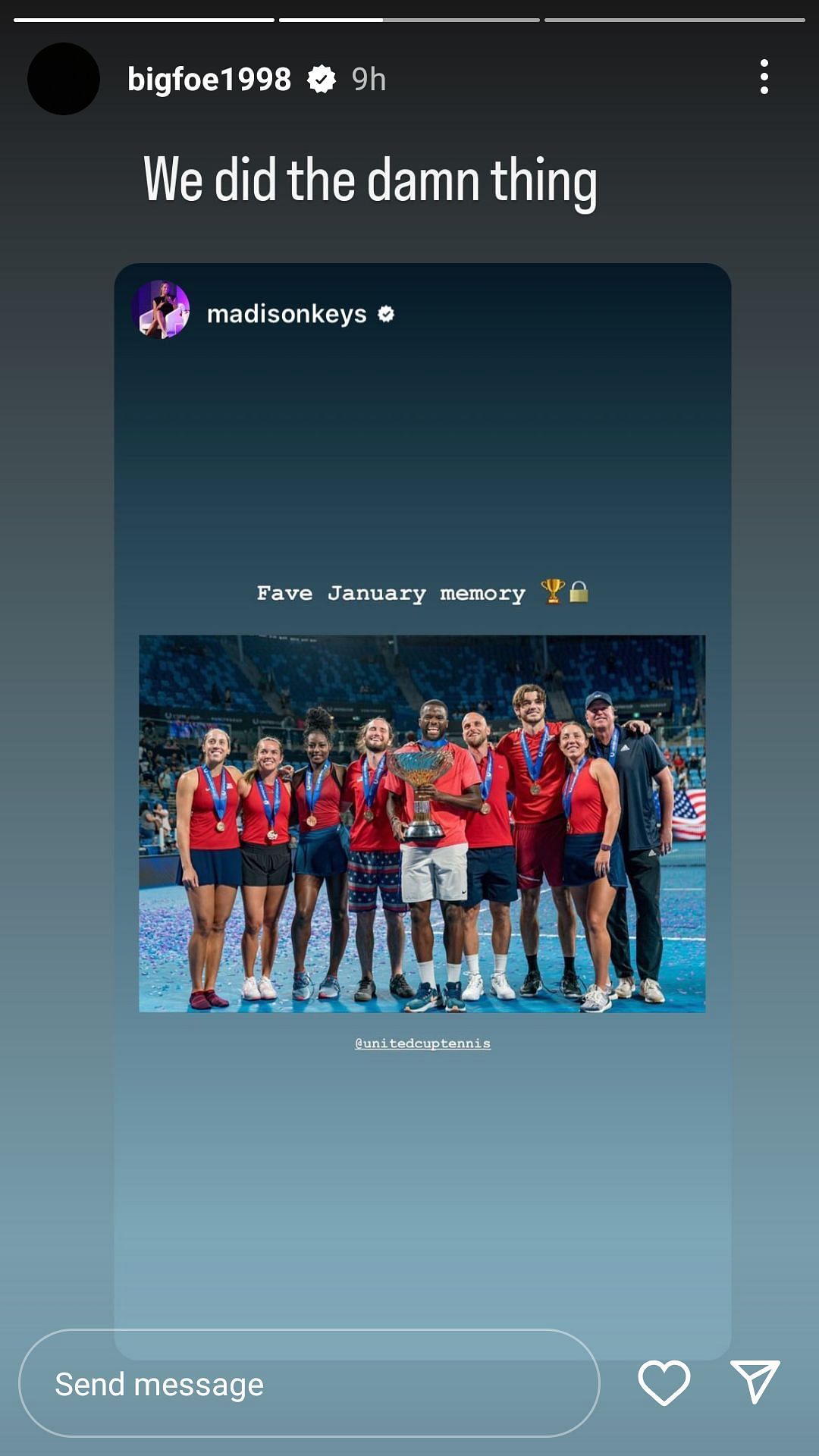 American tennis players Frances Tiafoe, Jessica Pegula and Madison Keys on Instagram