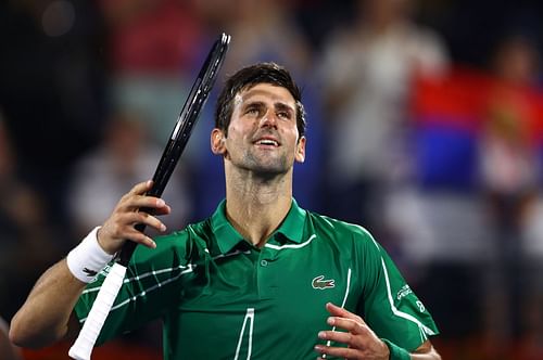 Novak Djokovic at the Dubai Duty Free Tennis Championships in 2020