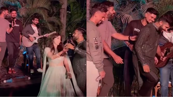 [Watch] "Kaise KKR boys pe dil na lagaye koi"- Shreyas Iyer and Abhishek Nayar sing a song at Shardul Thakur's pre-wedding function