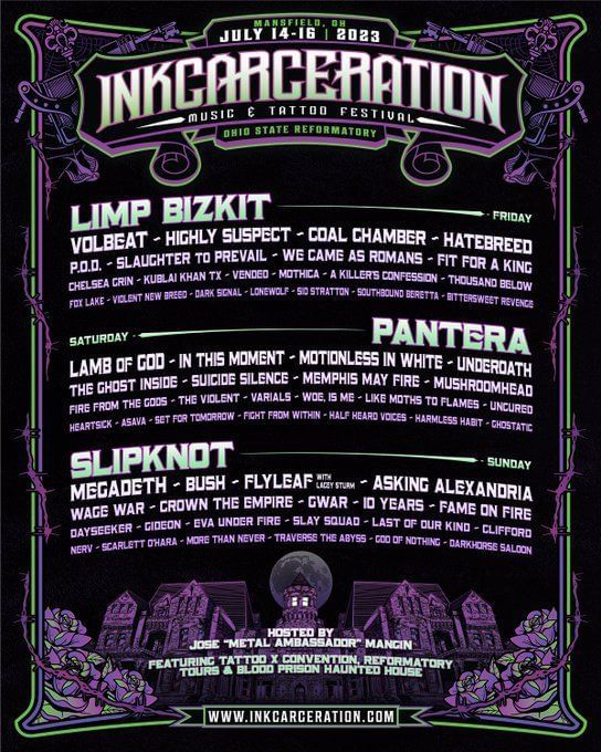 Inkcarceration Festival 2023 Lineup, tickets, where to buy, price, and