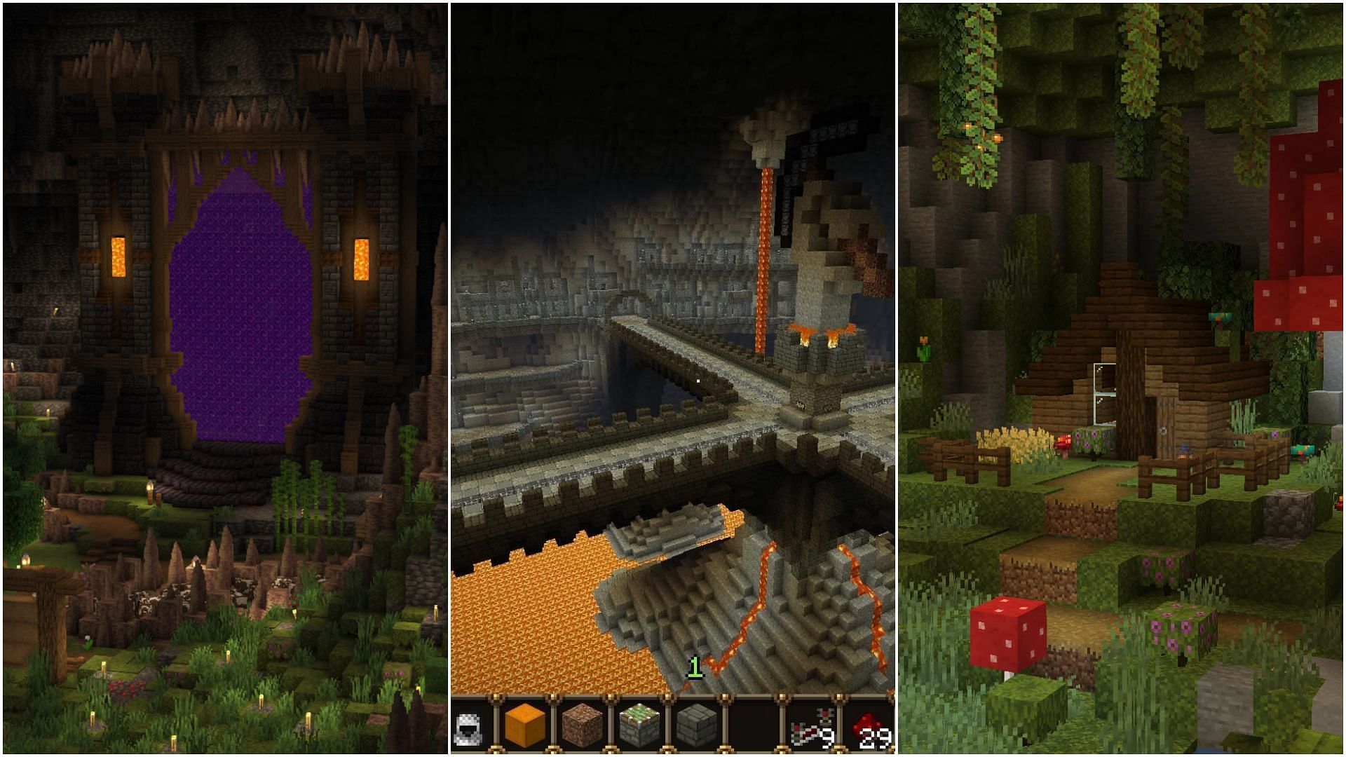 Caves are brilliant and unique locations to build a structure in Minecraft (Image via Sportskeeda)