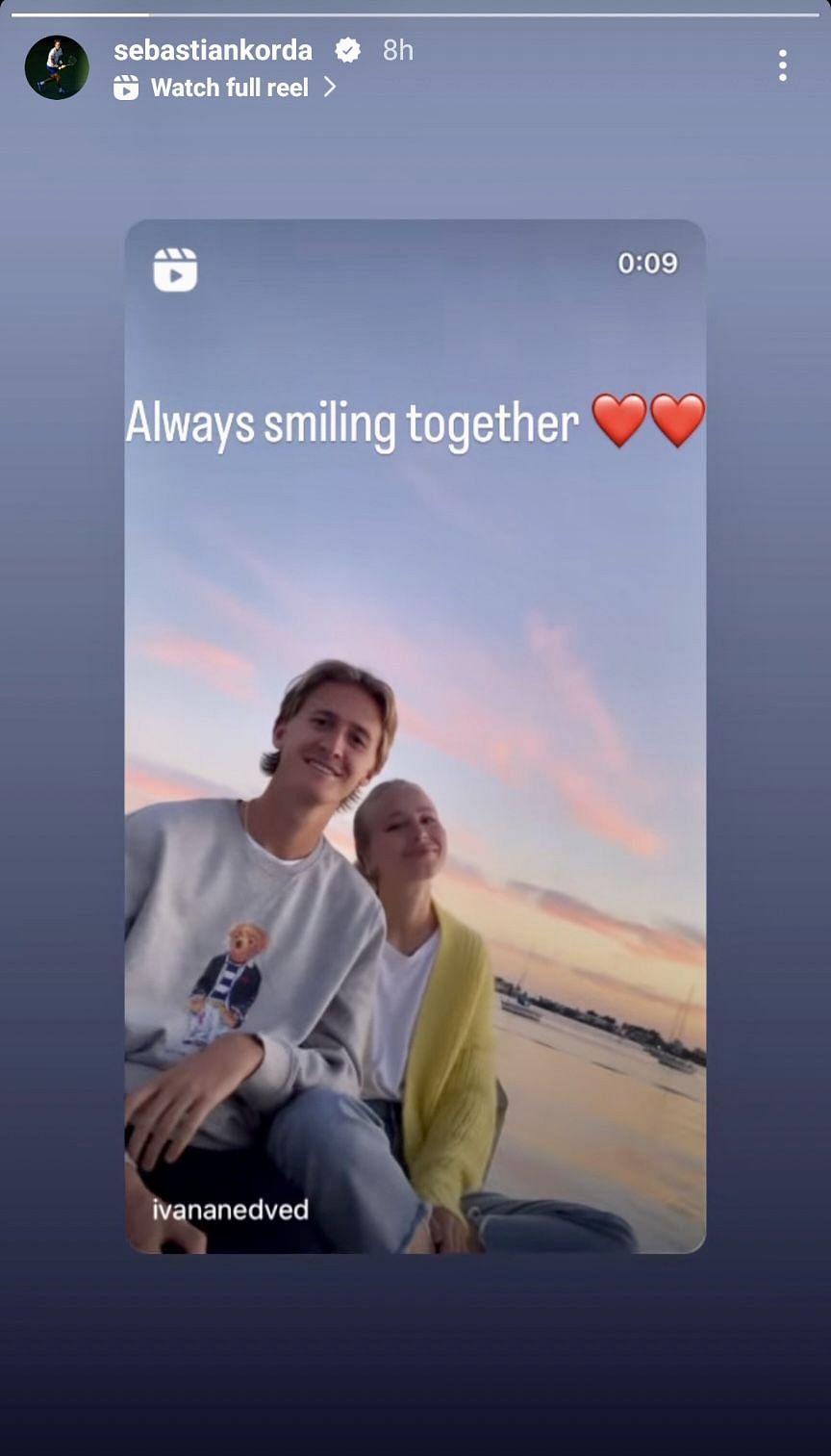 Sebastian Korda&#039;s Instagram story