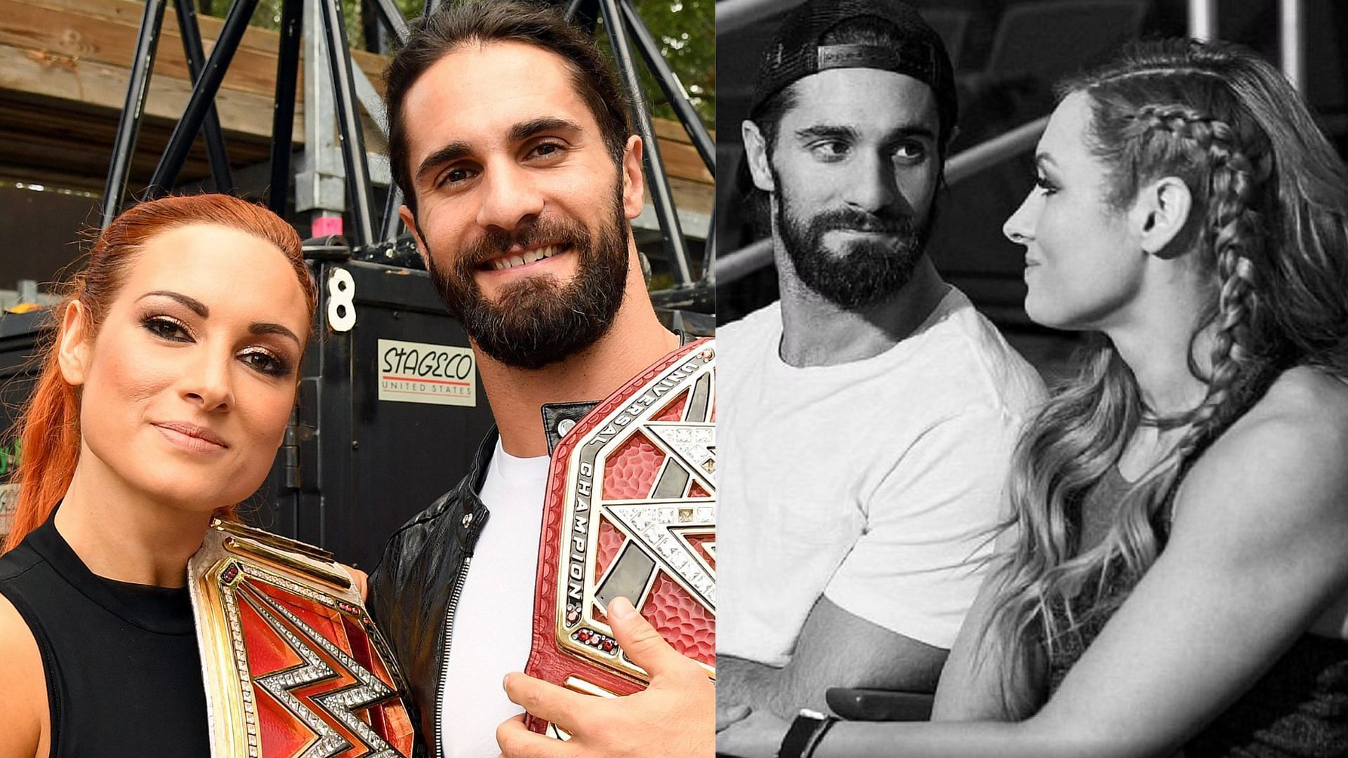 WWE Superstars Seth Rollins and Becky Lynch.