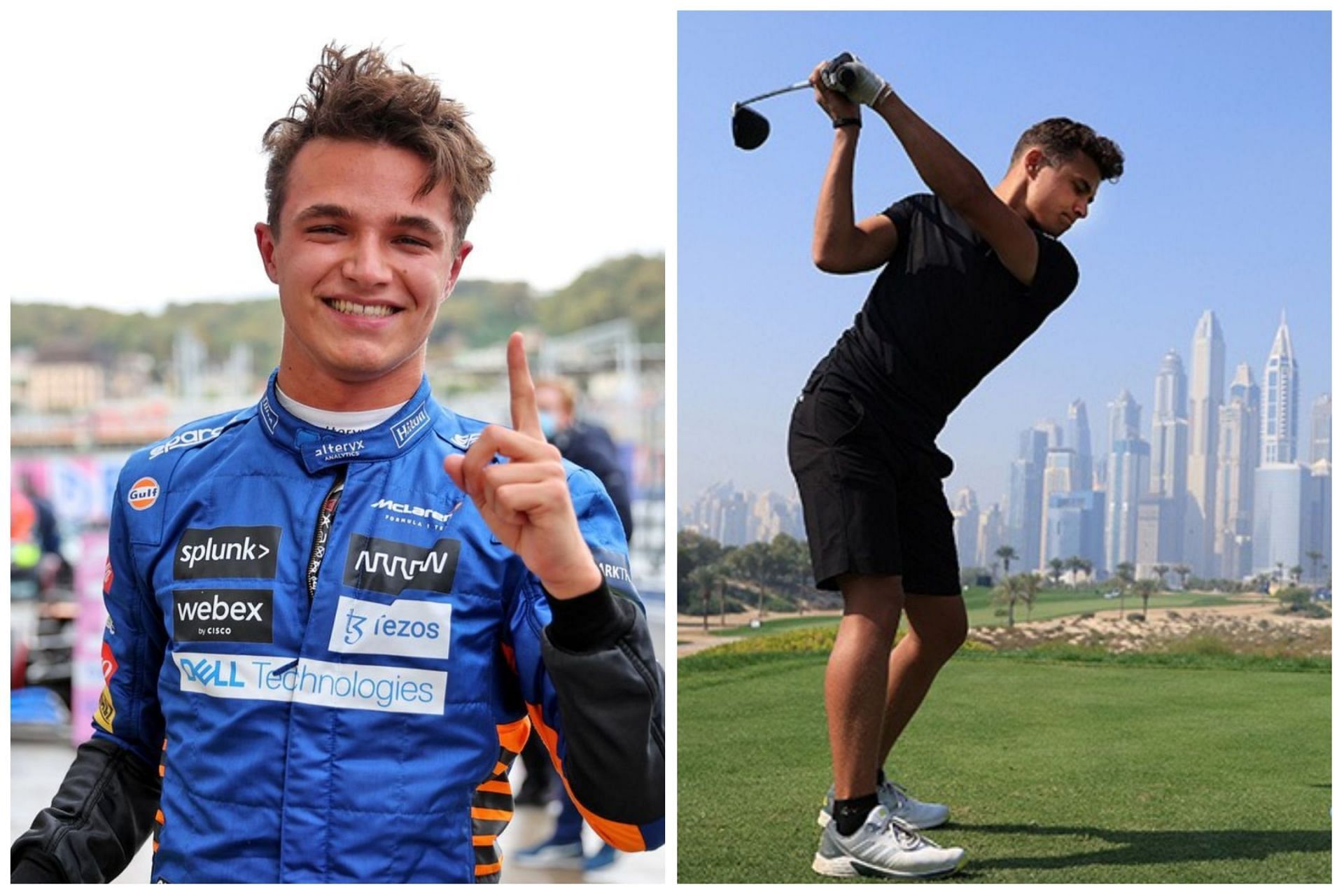 Lando Norris is often seen playing golf in his spare time