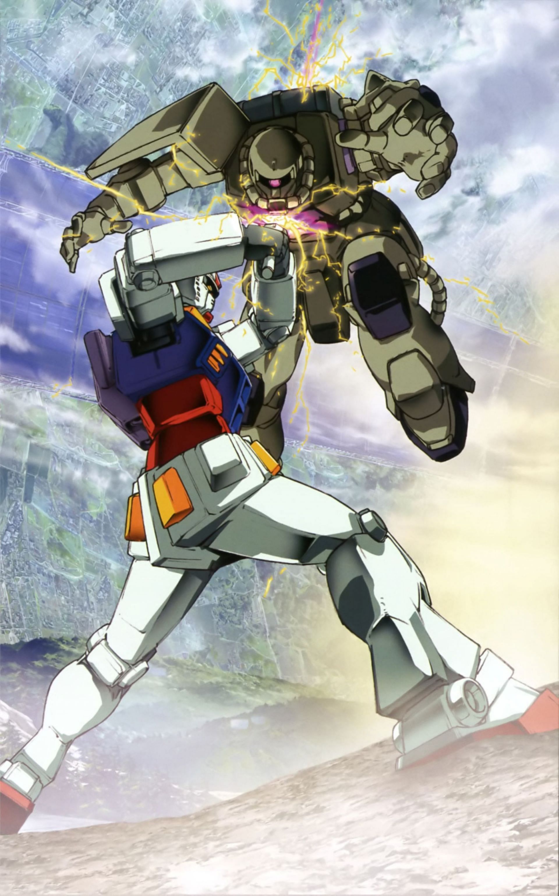The typical result of a Gundam and Zaku fight (Image via Yoshiyuki Tomino/Sunrise/Bandai Namco Filmworks)