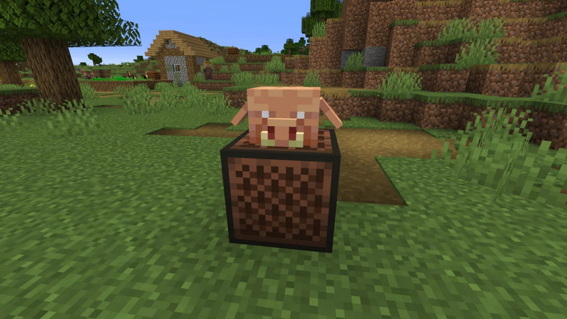 Note blocks will create ambient mob sound if a mob head is on it in Minecraft 1.20 update (Image via Mojang)