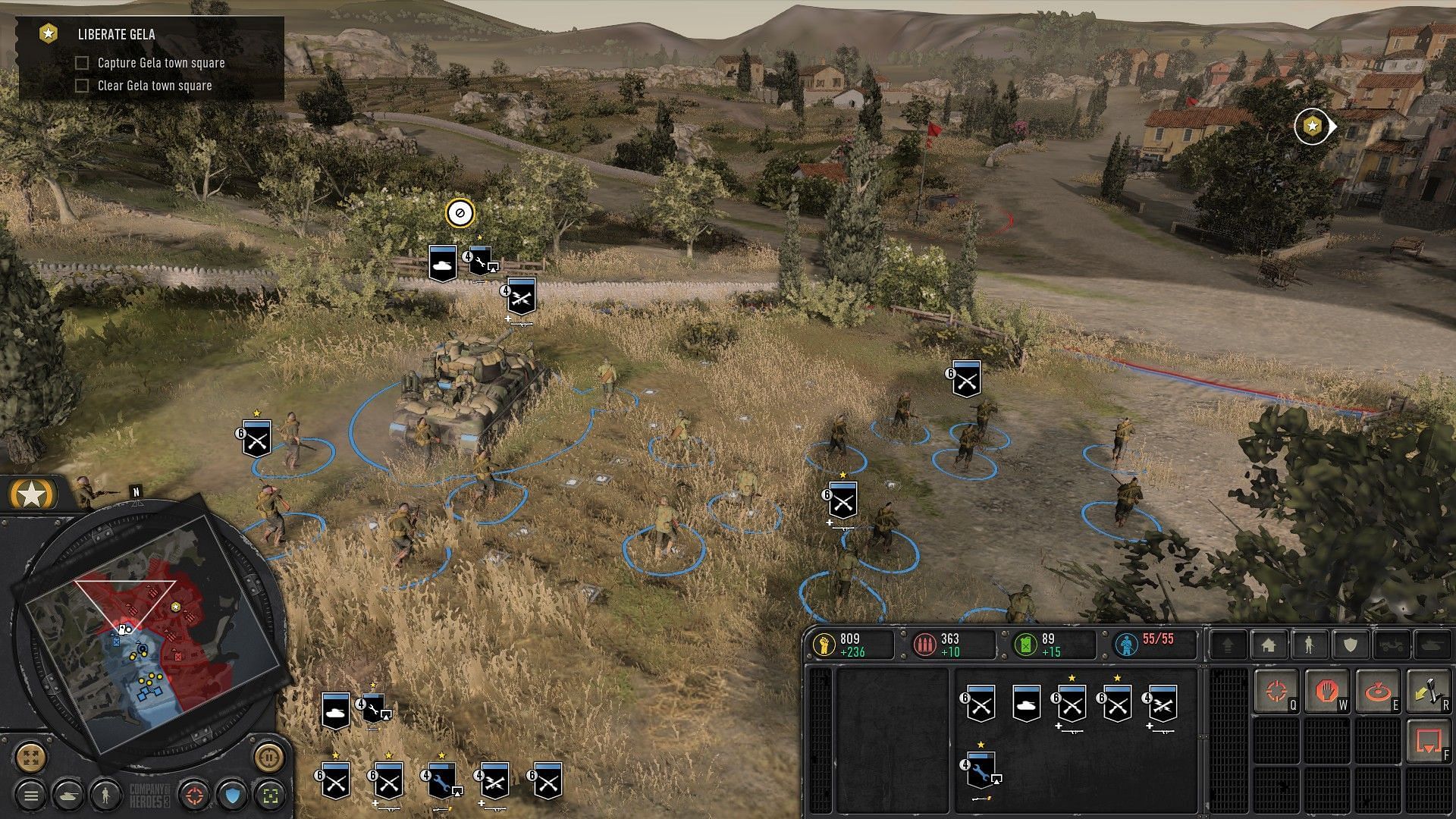 War remains a constant throughout these pretty locales (Screenshot from Company of Heroes 3)