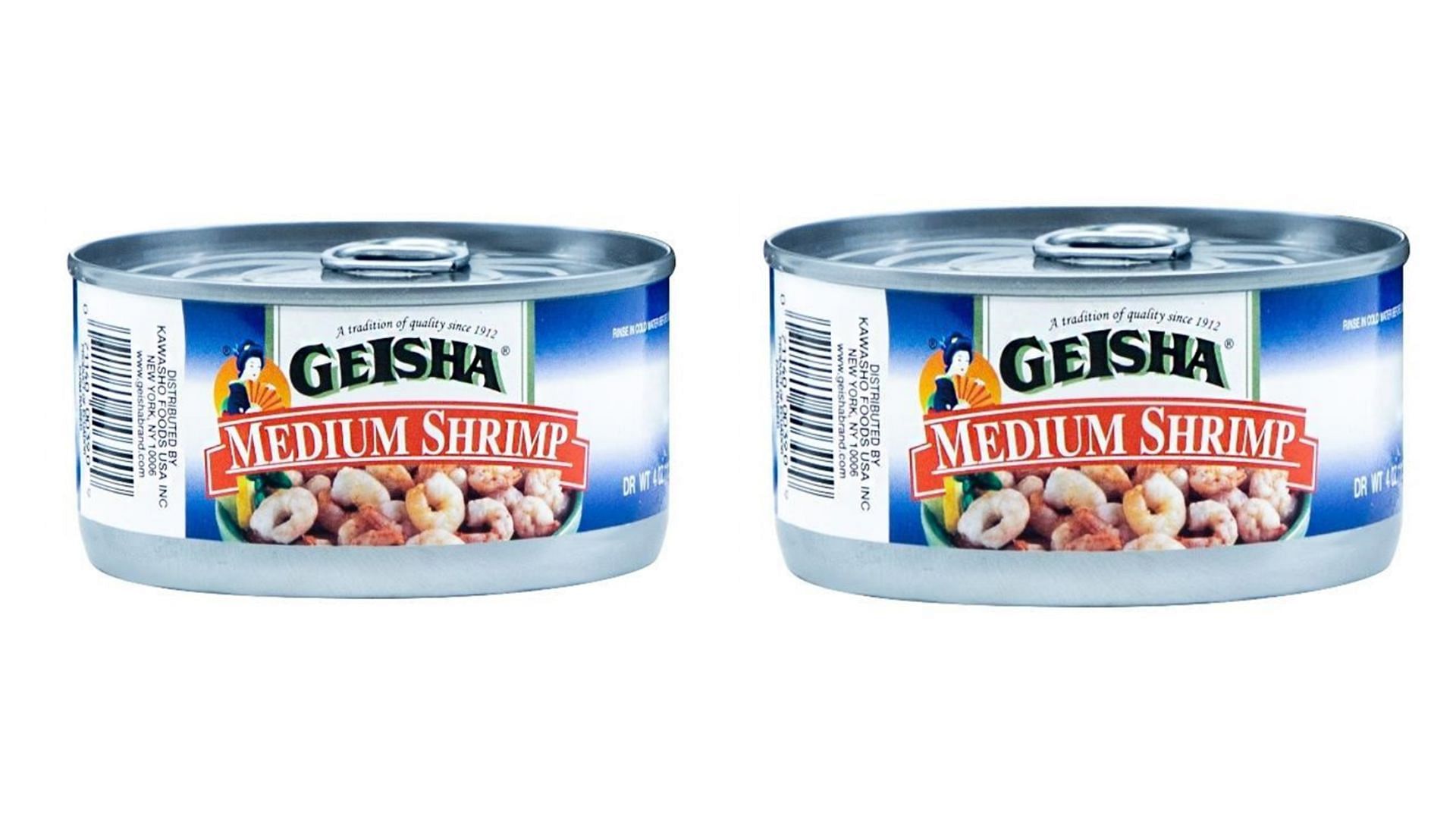 At least one lot of 4 oz. GEISHA Medium Shrimp sold across California, Utah, Arizona, and Colorado is being recalled over contamination concerns (Image via Food and Drug Administration)