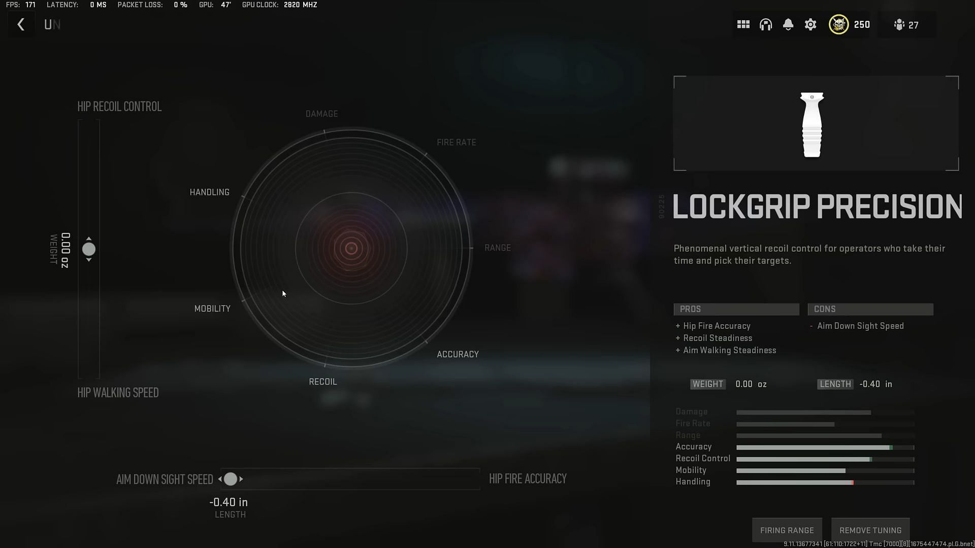 Tuning for Lockgrip Precision-40 (Image via Activision and YouTube/Metaphor)